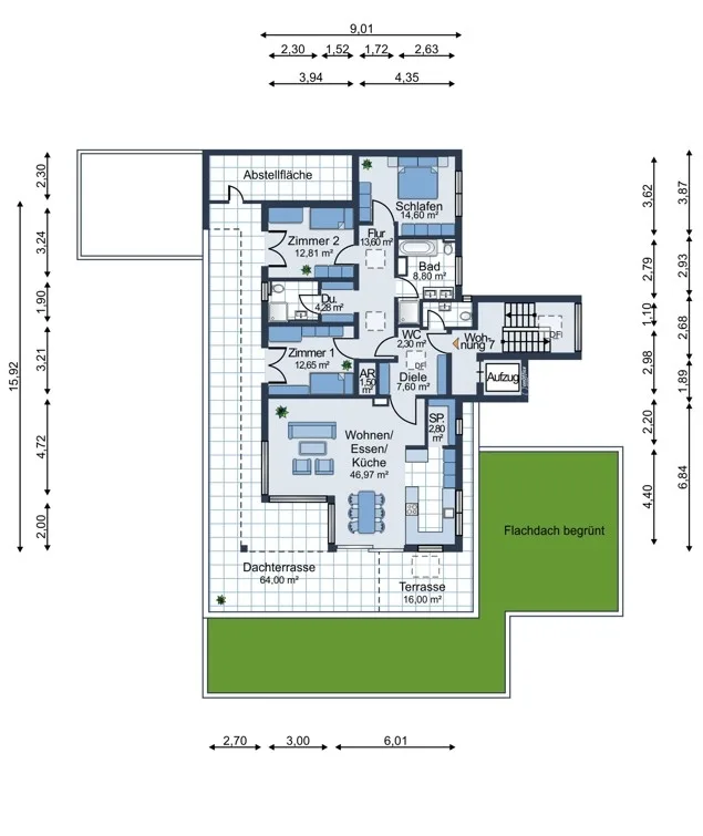 Grundriss Penthouse Whg.