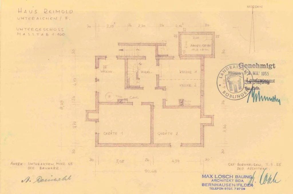 Grundriss Untergeschoss 1955