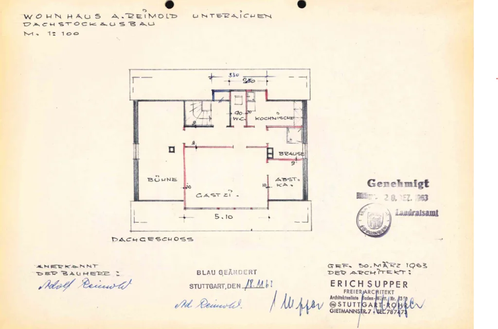 Grundriss Dachgeschoss 1963